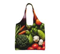 AYYQWE Introducción de varios vegetales con estampado de verduras, bolsa de lona extra grande para compras diarias, viajes, escapadas de fin de semana