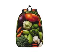 AYYQWE Introducción de varios vegetales con estampado de verduras elegante mochila unisex ligera doble bolsa de hombro viaje uso al aire libre todos los días, Black, M, Mochilas rucksack