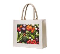 AYYQWE Introducción de varios vegetales con impresión elegante bolsa de mano reutilizable para compras ecológica, lona para viajes al aire libre todos los días