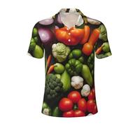 AYYQWE Introducción de varios vegetales estampado transpirable casual camisa para hombre manga corta oficina viajes fitness deportes al aire libre, Negro, XXL