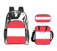 AYYQWE Juego de mochila transparente con estampado de bandera austriaca para niños y adolescentes, 3 piezas para la escuela, viajes al aire libre