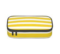 AYYQWE Lemon Zest - Estuche versátil con estampado de rayas amarillas para estudiantes, 8.3 x 2 x 3.7 pulgadas, bolsa de almacenamiento, uso escolar y oficina, Black, Talla única