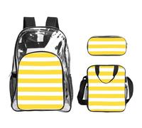 AYYQWE Lemon Zest - Juego de mochila transparente con estampado de rayas amarillas para niños y adolescentes, 3 piezas para la escuela, viajes al aire libre