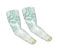 AYYQWE Mangas de brazo refrescantes con estampado de algas marinas y azules verdes, protección UV, transpirables, para deportes y actividades de ocio