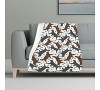 AYYQWE Manta de franela con revestimiento plano con estampado de huellas de perro, suave, cálida, acogedora, ligera, decoración del hogar, regalo para sofá, viajes, camping