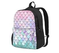 AYYQWE Mochila de gran capacidad con estampado de té de sirena, color rosa pastel, morado, resistente al agua, senderismo, camping, pícnics