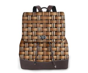 AYYQWE Mochila de mimbre tejida con estampado de cuadrícula para mujer, elegante, versátil, para ir de compras, para uso diario, viajes, trabajo