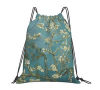 AYYQWE Mochila deportiva con estampado de flor de almendro para adultos, ligera, plegable, con cordón, reutilizable, para viajes, yoga