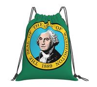 AYYQWE Mochila deportiva con estampado de la bandera de Washington para adultos, ligera, plegable, con cordón, reutilizable, para viajes, yoga