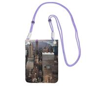 AYYQWE New York Fashion City Print Slim Phone Crossbody Bag Multi-Purpose Sling Wallet for Travel Running Daily Use, Purple, Talla única