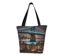 AYYQWE New York Manhattan Bridge Night Print Summer Shoulder Bag Beach Crossbody Bag Travel Shopping Gym Hiking Party Eventos