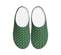 AYYQWE Pantuflas de franela de caucho termoplástico suave con estampado de hoja de palma verde para adultos, unisex, suela antideslizante, para el hogar, viajes, para interiores
