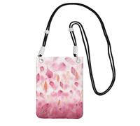 AYYQWE Pink Petals. Bolso cruzado delgado para teléfono, multiuso, para viajes, correr, uso diario, Black, Talla única