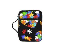 AYYQWE Rompecabezas de concienciación sobre el autismo, con estampado de corazón, para hombres y mujeres, bolsa de almacenamiento de la Biblia, impermeable, para el hogar, iglesia, viajes, servicio de