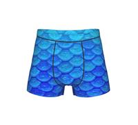 AYYQWE Ropa interior para hombre, transpirable, ligera, cómoda, para uso diario, informal, con estampado de escamas de sirena, color azul océano, Negro, L