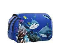 AYYQWE Shark Swimming Under The Sea - Bolsa ligera para bolígrafos, papelería, viajes, oficina, gran capacidad, artículos de tocador
