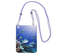 AYYQWE Shark Swimming Under the Sea Print - Bolso cruzado delgado para teléfono, multiusos, para viajes, correr, uso diario, Purple, Talla única