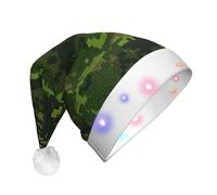 AYYQWE Sombrero de Navidad brillante con estampado de camuflaje digital verde del ejército para adultos para fiestas de vacaciones, Año Nuevo, celebraciones de Navidad