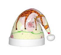 AYYQWE Sombrero de Navidad con estampado de jirafa y flores y mariposas para niños y niñas, accesorios de fiesta de Papá Noel