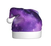 AYYQWE Sombrero de Navidad con estampado morado de galaxia mágica para hombres y mujeres, gorro de Papá Noel para decoraciones de fiestas de vacaciones