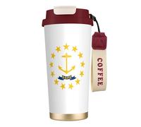 AYYQWE Taza de viaje de acero inoxidable con diseño de la bandera del estado de Rhode Island para bebidas frías y calientes, uso diario