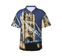 AYYQWE Tower Bridge in London - Camisa hawaiana para hombre, manga corta, playa, vacaciones, fines de semana, reuniones al aire libre, Negro, 3XL