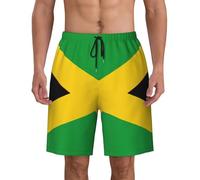 AYYQWE Traje de baño para hombre con estampado de bandera de Jamaica, ligero, transpirable, para salidas a la playa, surf, actividades de verano, Negro, L