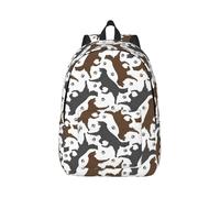AYYQWE Trotting Retrievers - Mochila unisex con revestimiento plano y estampado de patas, ligera, doble bolsa de hombro, viajes, uso diario, Black, S, Mochilas rucksack