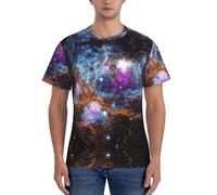 AYYQWE Universe Galaxy Space Print - Camiseta de manga corta para hombre, transpirable, para entrenamiento, verano, salida casual, Negro, XXL