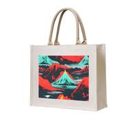 AYYQWE Volcano Bloom - Bolsa de lona reutilizable con estampado de flores de volcán y de lona ecológica, para viajes al aire libre