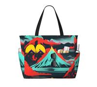 AYYQWE Volcano Bloom Print - Bolsa de viaje para playa de gran capacidad, ligera, para vacaciones, picnic al aire libre