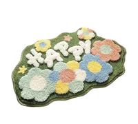 Ayztantine Alfombra flocada con Estampado de Bosque montaña | Felpudo moderno con diseño de flores, alfombras for el área del baño, alfombras irregulares de felpa altas(Happy Garden)