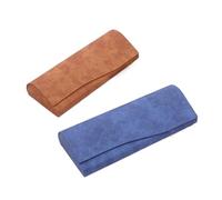 Ayztantine Funda de Gafas Blanda de Cuero Hard-shell Spectacle Case Men Women Glasses PU Leather Portable Anti-extrusion Sunglasses Storage Box Folding Eyewear Pouch(2pcs blue brown)