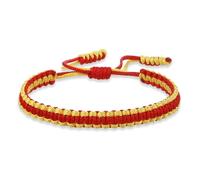 Ayztantine Pulsera Trenzada Pulsera de cuerda nailon tejida hecha a mano Multicolor, brazaletes cadena tejidos colores mezclados for hombres y mujeres ajustables(Red-Yellow)