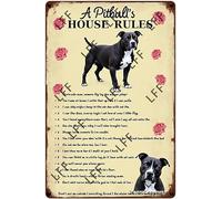 AYZYSMBM Letrero de metal retro con texto en inglés "A Pitpull'S House Rules - Don'T Come Home, I Can Sleep Anywhere, Don'T Call Me, Let Me Outside Home Bar Shop Decoration" (20.3 x 30.5 cm)