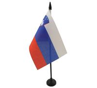 AZ FLAG Bandera de Mesa Eslovenia 15x10 cm Poliéster 100D Base Plástico | Uso interior Bandera de escritorio eslovena Slovenija acabado cosido y bordes reforzados