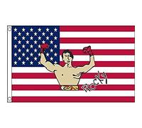 AZ FLAG Bandera Estados Unidos con Rocky Balboa 150x90 cm 2 Ojales | Uso interior y exterior Enseña americana costuras dobles y bordes reforzados con ojales metálicos poliéster 100D