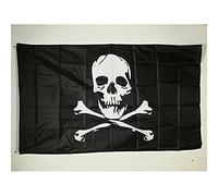 AZ FLAG Bandera Pirata Calavera y huesos 150x90 cm 2 Ojales | Uso interior Enseña con calavera costuras dobles y bordes reforzados con ojales metálicos poliéster ligero