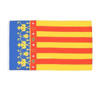 AZ FLAG Pack de 2 Banderas Comunidad Valenciana 150x90 cm 2 Ojales | Uso interior y exterior Enseña costuras dobles y bordes reforzados con ojales metálicos poliéster 100D