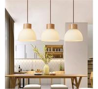 Azanaz Lámpara Colgante 3 Luces Moderna - Madera con Decoración de Vidrio, Cable Ajustable, E27 - Estilo Industrial para Comedor, Salón, Hotel, Oficina