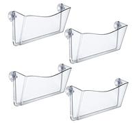 Azar Displays 250055 - Soporte de pared de plástico transparente con ventosas, paquete de 4