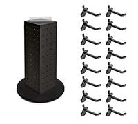 Azar Displays, 700220-BLK-2B16, kit de tablero giratorio con ganchos de bloqueo, organizador de joyas para ferias comerciales, giratorio, paquete de 16 ganchos de 2 pulgadas incluidos, negro, 4 x 12