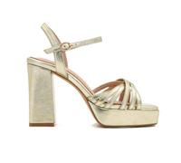 Azarey - Sandalia Dorada Metalizada DE TACÓN Ancho con Plataforma Y Tiras Finas - 494K911 para: Mujer Color: Oro Talla: 37