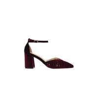Azarey Zapatos DE SALÓN DE Terciopelo Burdeos con Correa - (Talla 37)