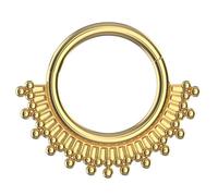 AZARIO LONDON Anillo de titanio de grado G23 tribal Sunburst calibre 16 con bisagras, aro para cartílago, aro de daith, joyería de piercing, 8mm Diameter, Titanio de grado G23, No es una piedra