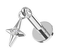 AZARIO LONDON Estrella de titanio de grado G23 con diseño colgante de piedra de circonita cúbica, parte superior de ajuste a presión, 18G, 16G, 6 mm, 7 mm, 8 mm, 9 mm, 10 mm, piercing de barra de