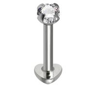 AZARIO LONDON Juego de garras redondas de plata de ley 925 con circonita cúbica de calibre 16, base de corazón, labio, piercing de barra para tragus, caracola, hélice, labret, 9mm Length : 2mm Stone
