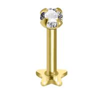 AZARIO LONDON Juego de garras redondas de plata de ley 925 con circonita cúbica de calibre 16, base de estrella, labio, piercing de barra para tragus, caracola, hélice, labret, 8mm Length : 2.5mm