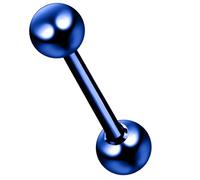 AZARIO LONDON Piercing de titanio anodizado de grado G23, calibre 14, barra recta con bola para lengua, 16mm Length - 6mm Ball, Anodizado, No es una piedra preciosa