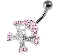 AZARIO LONDON Piercing para ombligo de plata de ley con diseño de calavera de varios cristales, joyería para el ombligo, joyería para el ombligo, joyería para el ombligo, joyería para el cuerpo, 14